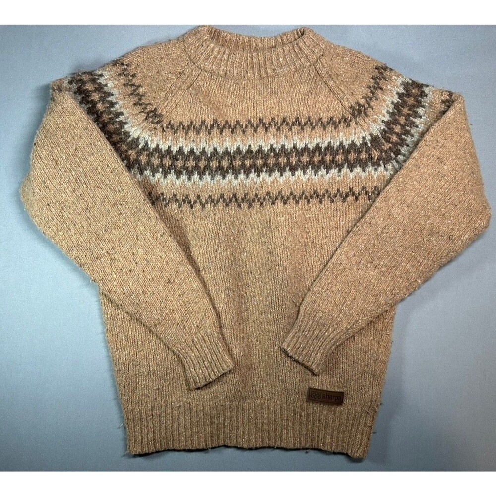 Sherpa Beige Nordic Sweater Mens Medium Merino Wool Alpaca